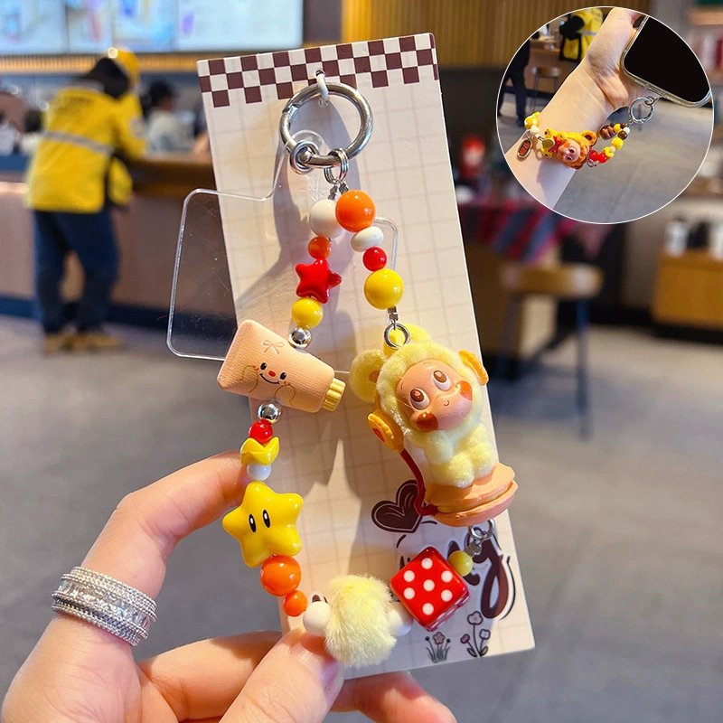 Cute Star Buddy Beaded Phone Charm Keychain – DIY Cartoon Bag Charm & Phone Accessory - Image 3