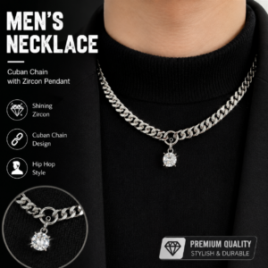 Men’s Zircon Pendant Cuban Link Collarbone Necklace