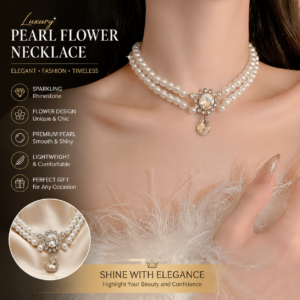 Luxury Pearl Flower Pendant Necklace for Women