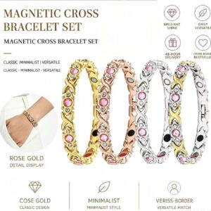 Women's Adjustable Magnetic Bracelet with Rhinestones, Alloy Fashion Jewelry
