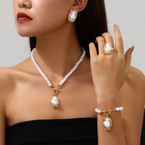 Vintage Gold Pearl Jewelry Set