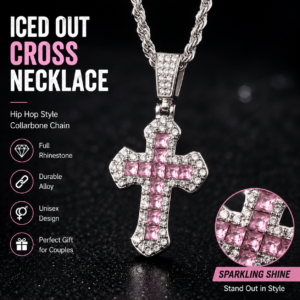 Hip Hop Full Rhinestone Cross Necklace
