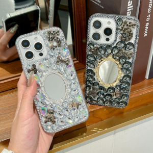Luxury Rhinestone Mirror Phone Case for iPhone – Bling Crystal Protective Cover