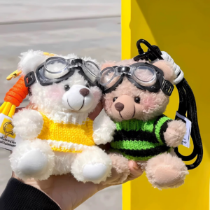 Cute Pilot Bear Plush Keychain